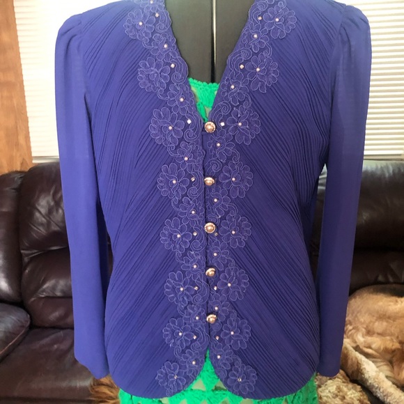 Gorgeous Vintage Floral Purple Blazer Jacket - Picture 5 of 9